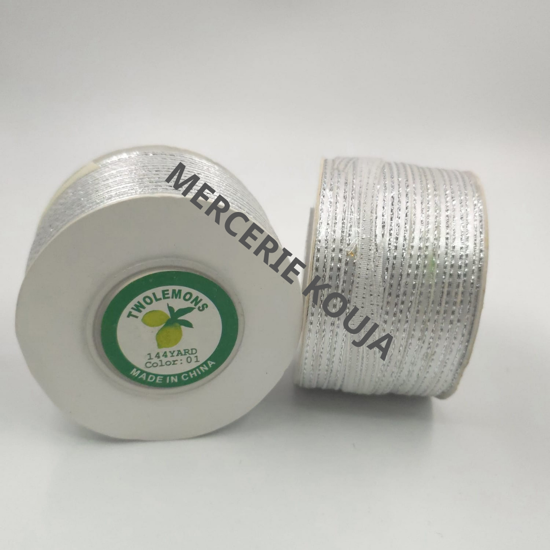 BANDA SATEN CU FIR ARGINTIU LAME