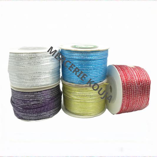 BANDA SATEN CU FIR ARGINTIU LAME