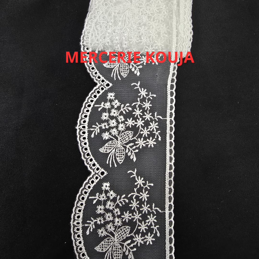 DANTELA POLIESTER CU TIUL 8CM