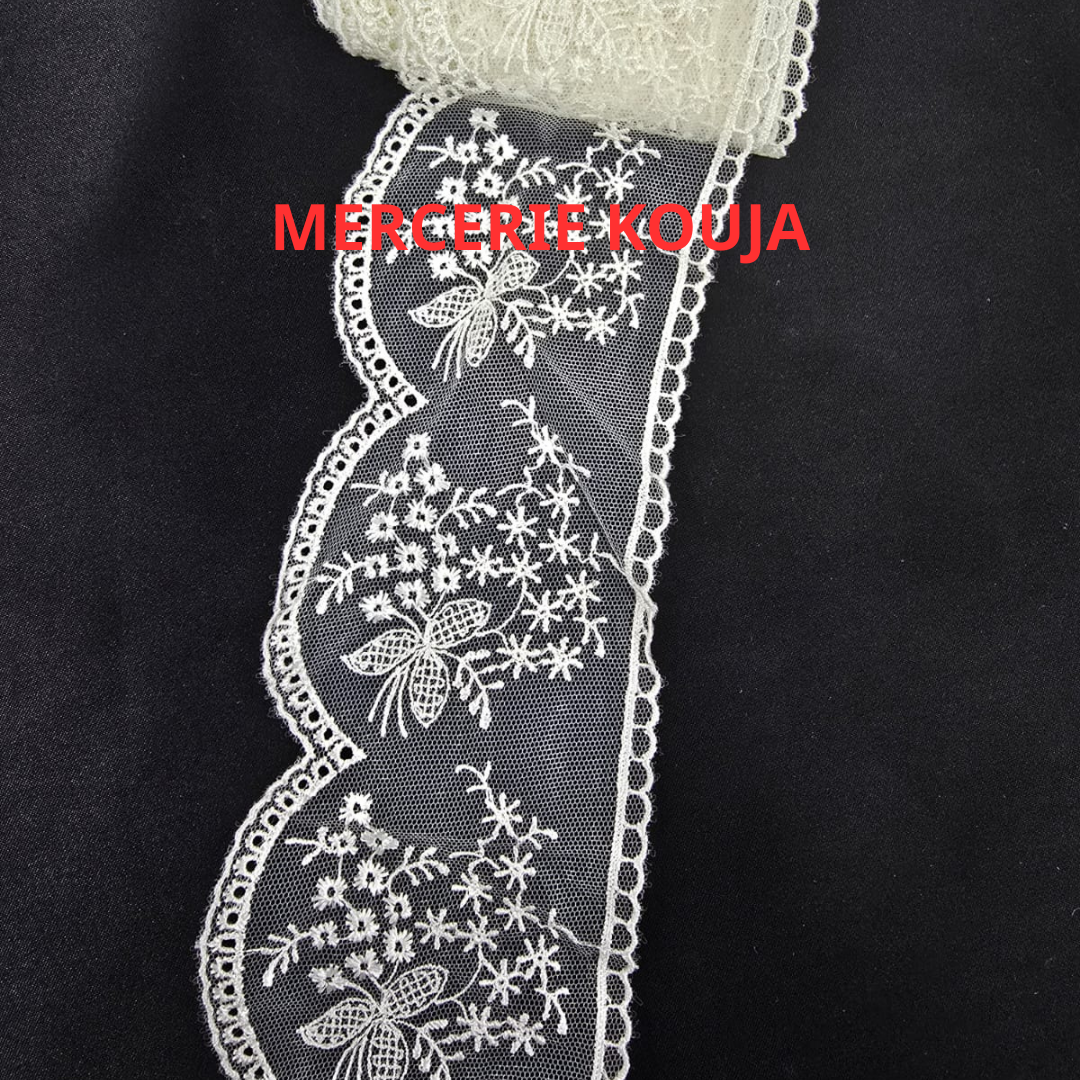 DANTELA POLIESTER CU TIUL 8CM